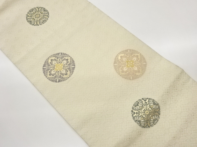 JAPANESE KIMONO / NAGOYA OBI / WOVEN ROUNDEL CREST & SHIPPO 